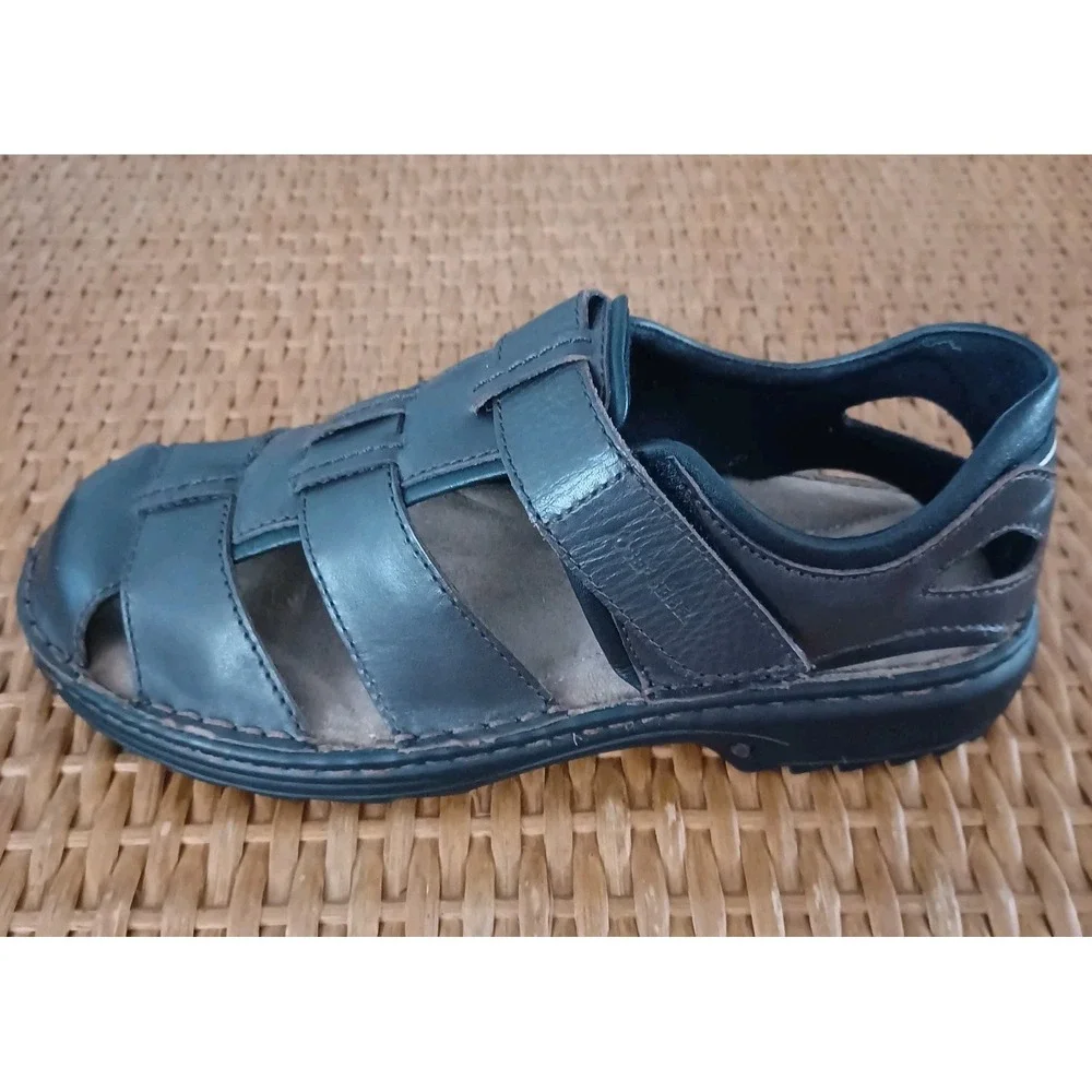 Josef Seibel Mens Leather Fisherman Sandals Dark Brown Closed Toe‎ EU 42 US 9